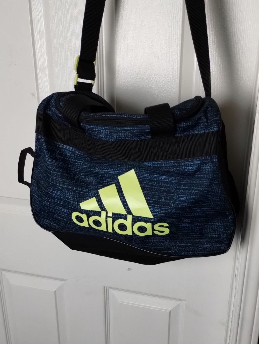 adidas Navy and Neon Yellow Crossbody Duffel Bag